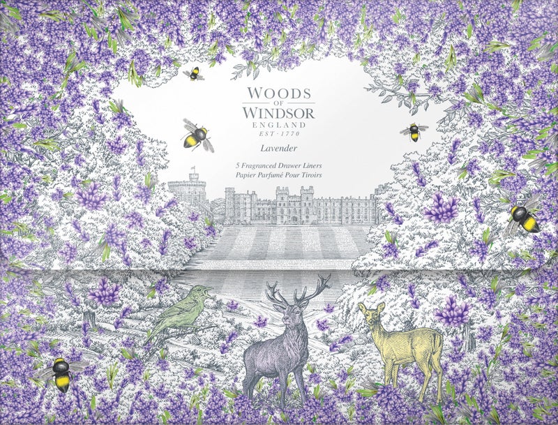 Woods of Windsor Scented Drawer Liners, Fragrant Lavender Liners for Drawers and Shelves to Delicately Fragrance Clothes and Linens, Bedroom Drawer Liners, Lavender Scent, 35cm x 50cm 5 Pack - Image 1