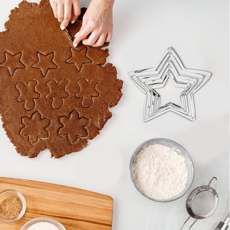 6 Piece Stainless Steel Star Cookie Cutter Set For Baking Biscuit Dough Pastry - Image 5