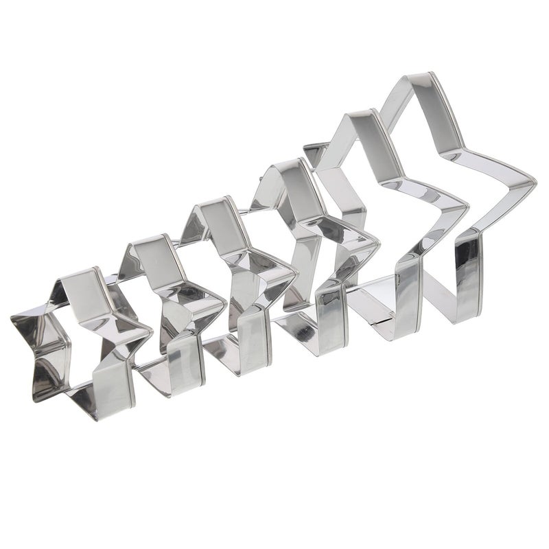 6 Piece Stainless Steel Star Cookie Cutter Set For Baking Biscuit Dough Pastry - Image 2