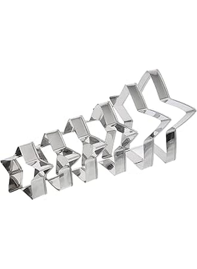 6 Piece Stainless Steel Star Cookie Cutter Set For Baking Biscuit Dough Pastry - Image 1