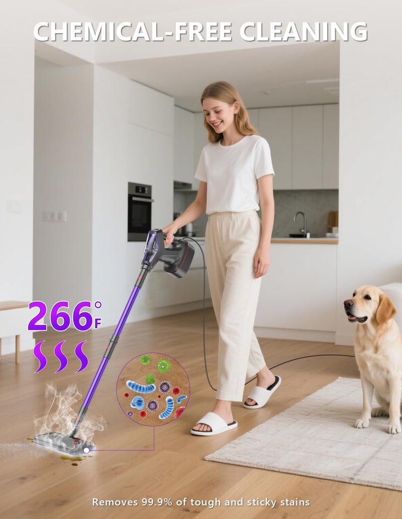 WVSAW Steam Mop for Floor Cleaning, Heavy Duty All-in-One Steam Cleaner for Home with Detachable Handheld Steamer, for Hardwood, Tile, Walls, Grout, Windows, Furniture and Decks - Image 3