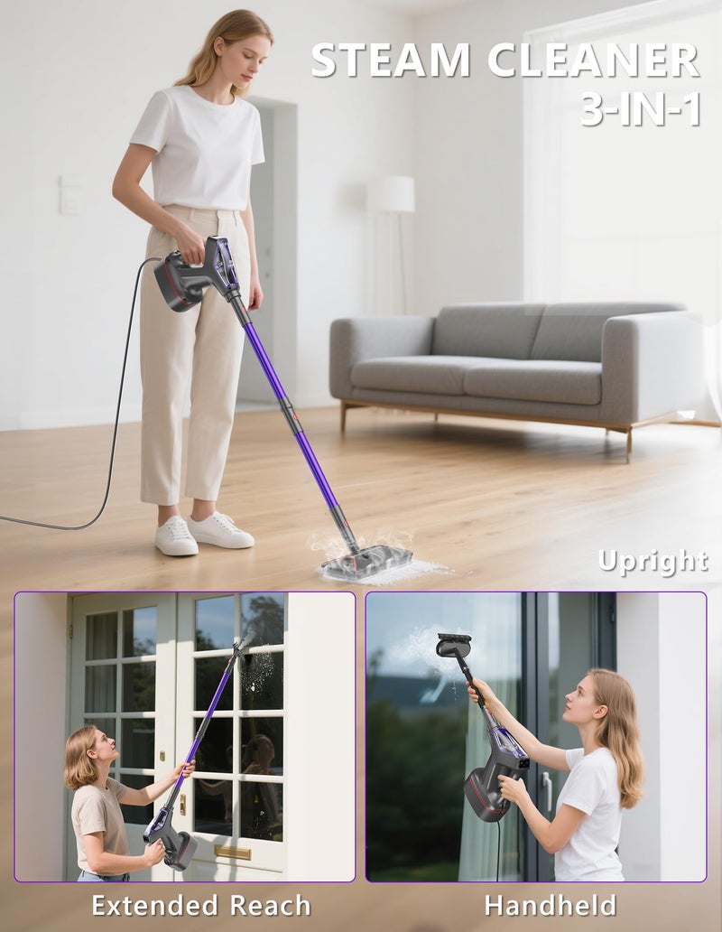 WVSAW Steam Mop for Floor Cleaning, Heavy Duty All-in-One Steam Cleaner for Home with Detachable Handheld Steamer, for Hardwood, Tile, Walls, Grout, Windows, Furniture and Decks - Image 5