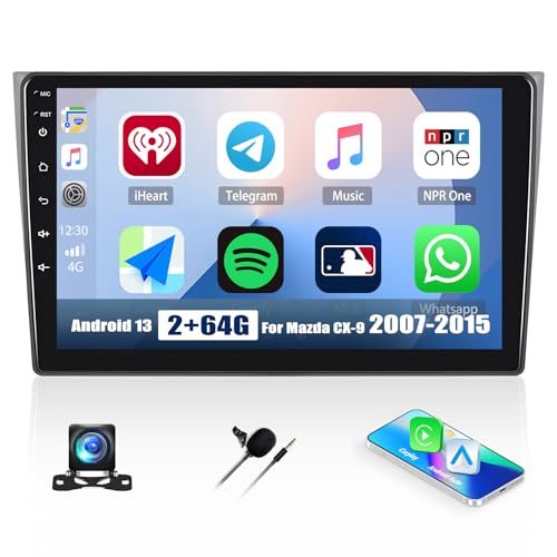 AMprime [2+64G] Android 13 Car Stereo for Mazda CX-9 2007-2015 with Wireless Carplay&Android Auto,10.1 Inch Touch Screen Car Radio with Mirror Link Bluetooth FM/RDS Radio WiFi GPS EQ SWC - Image 1