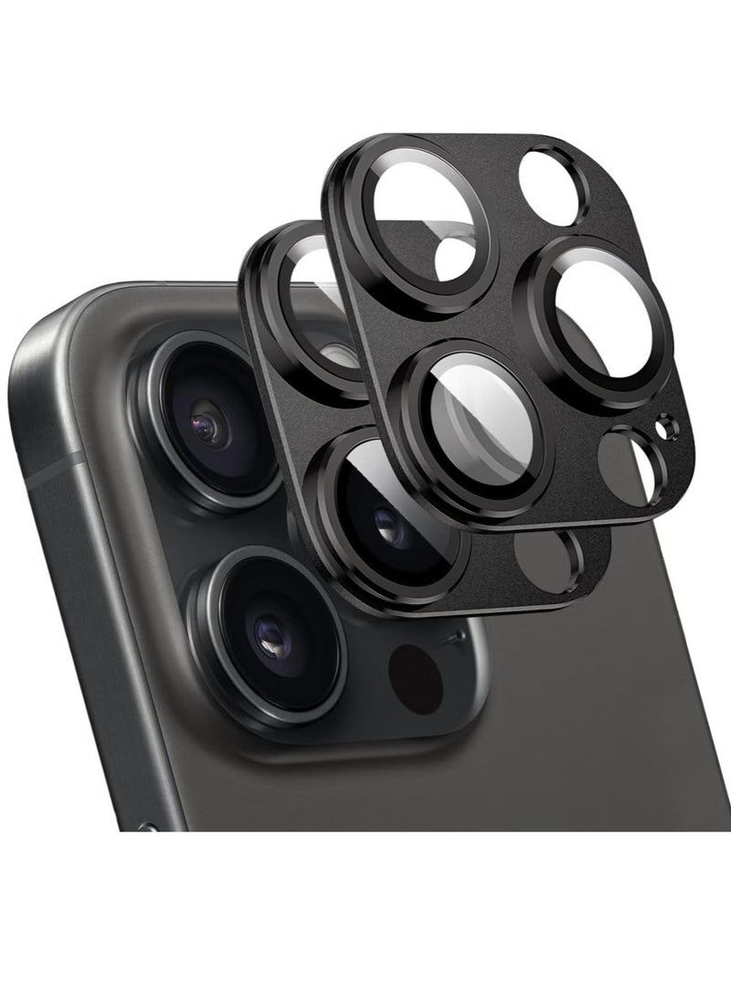 ELTRAZONE (2 Pack) Camera Lens Protector for iPhone 16 Pro and iPhone 16 Pro Max – [Alloy Metal Camera Cover] + [Tempered Glass Screen Protector] (Black) - Image 1