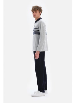 dagi Gray Plaid Collar Jacquard Sweatshirt  - Image 3