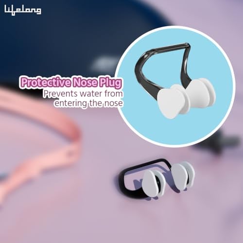 Lifelong Swimming Combo Kit for Kids 5+ Years- Swimming Goggles,Swim Cap with Earplug, NoseClip & - Easy Fit Swimming Accessories - Waterproof Swimming Cap -Anti-Fog Glasses(Pink) - Image 4