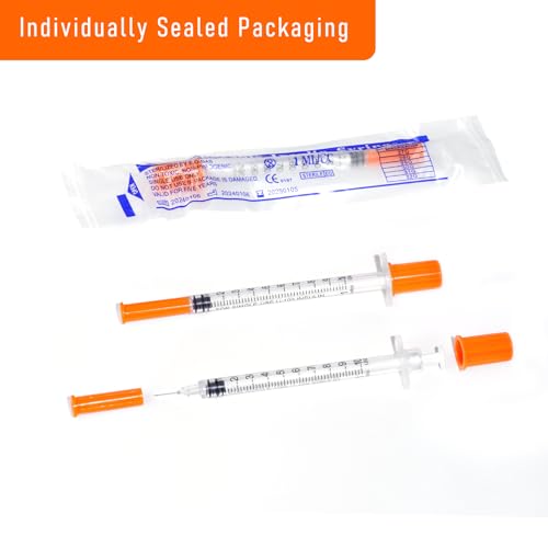 Beicok 100 عبوة من الحقن 1cc مع إبرة 32G 5/16 بوصة-8مم U-100 قياس دقيق للسوائل مع تغليف مختوم بشكل فردي - Image 5