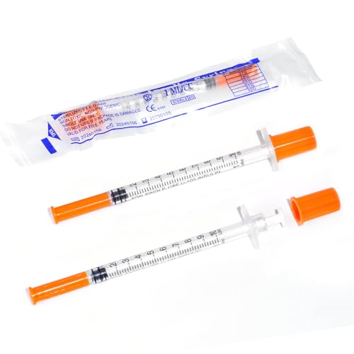 Beicok 100 عبوة من الحقن 1cc مع إبرة 32G 5/16 بوصة-8مم U-100 قياس دقيق للسوائل مع تغليف مختوم بشكل فردي - Image 1
