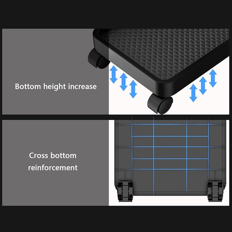 Computer Case Stand With Brake Wheel Heightened Base Water Elegant Carbon Fibers Desktop PC Cart - Image 5