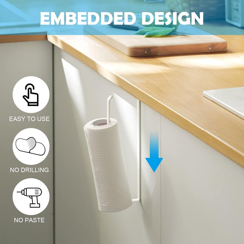 Khazna Kitchen Roll Holder Under Cabinet, 2Pcs Paper Towel Countertop, Self-Adhesive Wall Mounted Rack, Holders for Bathroom, Washroom, Toilet, - Image 3