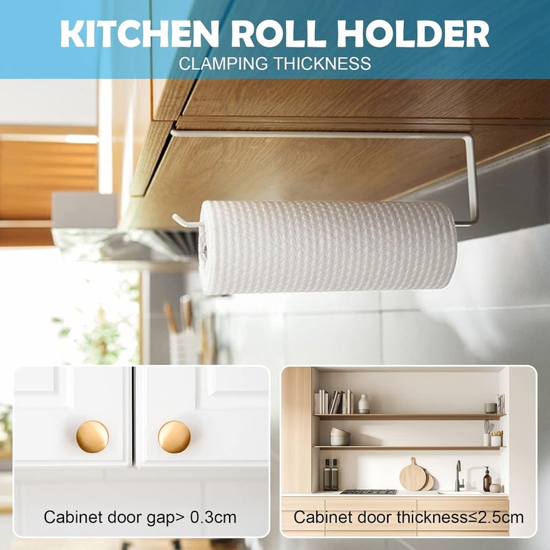 Khazna Kitchen Roll Holder Under Cabinet, 2Pcs Paper Towel Countertop, Self-Adhesive Wall Mounted Rack, Holders for Bathroom, Washroom, Toilet, - Image 5