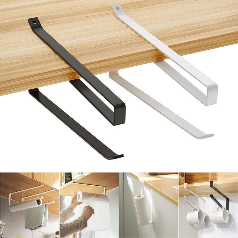 Khazna Kitchen Roll Holder Under Cabinet, 2Pcs Paper Towel Countertop, Self-Adhesive Wall Mounted Rack, Holders for Bathroom, Washroom, Toilet, - Image 1