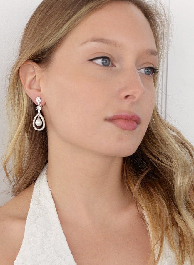 Mariell Pearl Bridal Wedding Earrings for Bride, Pearl Jewelry for Bridesmaid, Prom, Mother of the Bride - Image 3