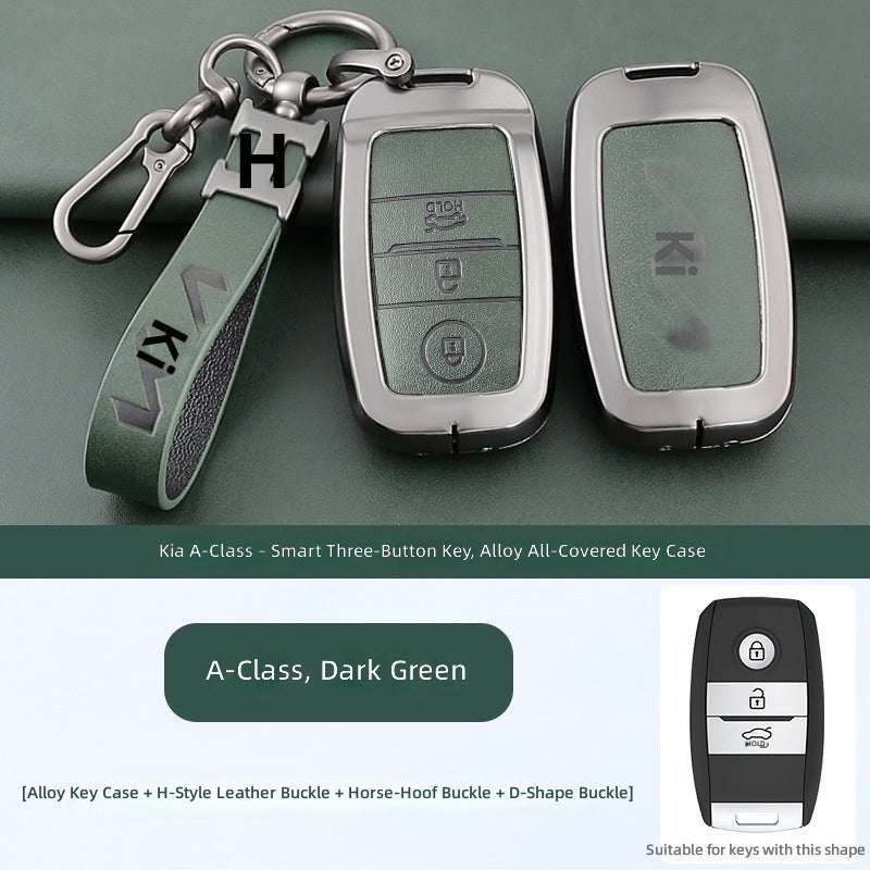 Kia Key Case Compatible with K5, K2, K3, K4, KX5, KXCROSS, Rio, Soul – Zinc Alloy Retro Style (Dark Green) - Image 1