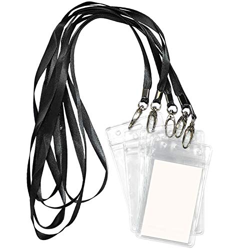 Lazybeee Lanyard with Vertical ID Holder Waterproof Name Tag Badge ID Card Holders ID Pass Holder and Flat Neck Lanyards Swivel Hook - Image 1