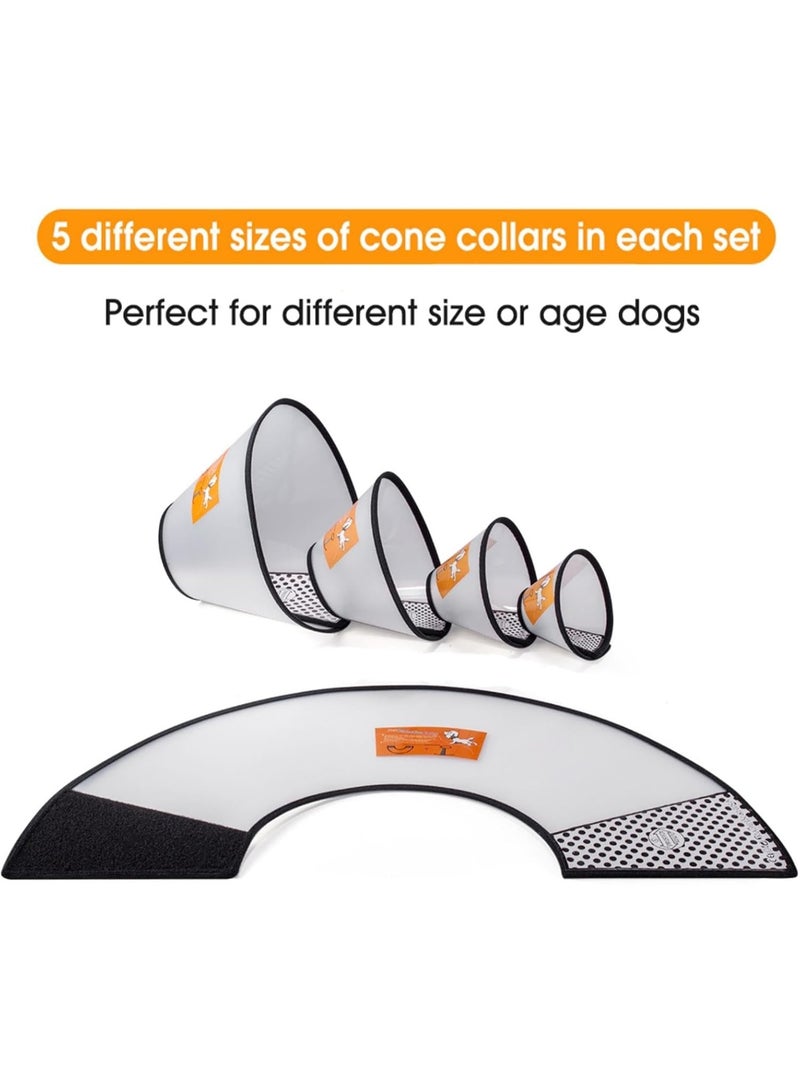 Dog Cone Collar, 5 PCS Adjustable Protective Collars for Pet Dog & Cat, Recovery E-Collar Anti-Bite Lick Wound Healing, Soft Edge Neck Cone for Small/Medium/Large Dog - Image 2