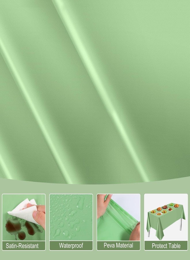NatNarr مجموعة نات نار من 6 مفارش طاولة بلاستيكية خضراء فاتحة اللون، مقاس 54 × 108 بوصة، للاستخدام مرة واحدة، بتصميم صدفي، مناسبة لعيد الفصح، مقاومة للماء، مثالية للطاولات المستطيلة - حفلات الشواء الربيعية، النزهات، حفلات الزفاف، حفلات توديع العزوبية، حفلات استقبال المولود، وحفلات الشاي - Image 3