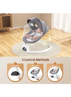 Tiokkss Electric Baby Rocker with Mobile App Control and Remote Control, Electric Baby Swing Chair with 5 Swing Amplitudes 3 Levels Timer Electric Bouncer for Baby (Grey)  - Image 3