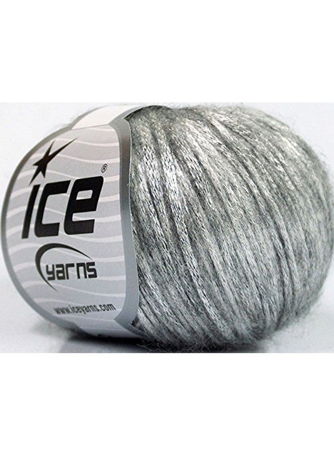 Ice Rock Star Silver Gray Metallic Shine Soft Nylon Merino Wool Acrylic Blend Yarn 50 Gram - Image 1