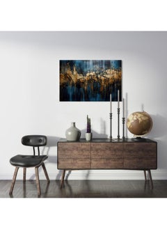 Home Gallery Dark Blue And Gold Abstract printed canvas wall art  - Image 3