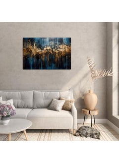 Home Gallery Dark Blue And Gold Abstract printed canvas wall art  - Image 2