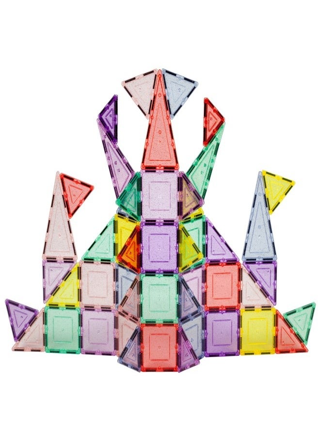 PicassoTiles - PICASSO - PASTEL GITTER MAGNETIC BUILDING TILES SET (48 PC'S) - Image 1