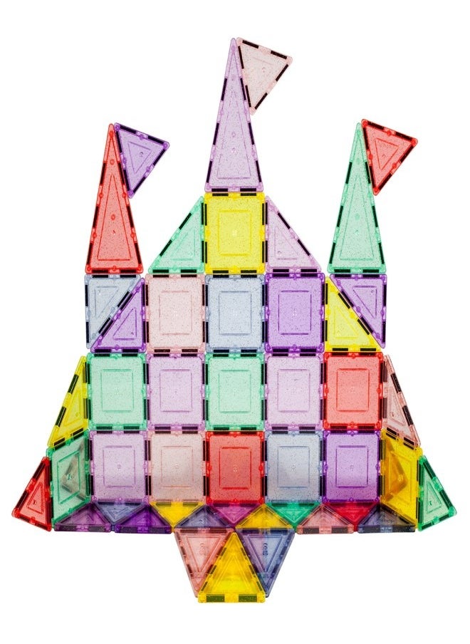 PicassoTiles - PICASSO - PASTEL GITTER MAGNETIC BUILDING TILES SET (48 PC'S) - Image 1