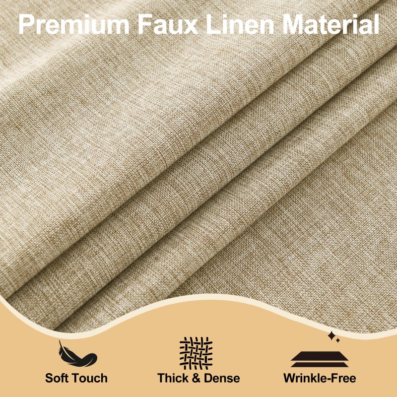 JIUZHEN Rectangle Table Cloth Faux Linen Farmhouse Tablecloth, Wrinkle and Stain Resistant Decorative Fabric Rectangular Spring Table Cover for Dining/Party/Birthday/Wedding, Beige, 54 x 80 Inch - Image 5