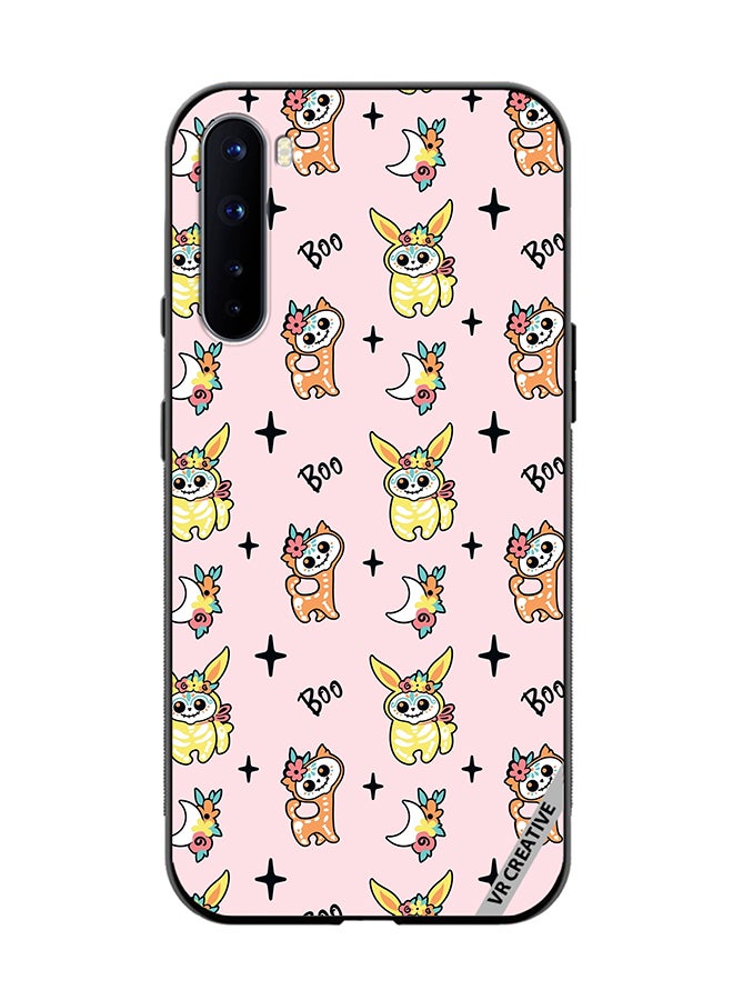 VR CREATIVE Protective Case Cover For OnePlus Nord Skeletons Of Cute Animals On Pink Design Multicolour - Image 1