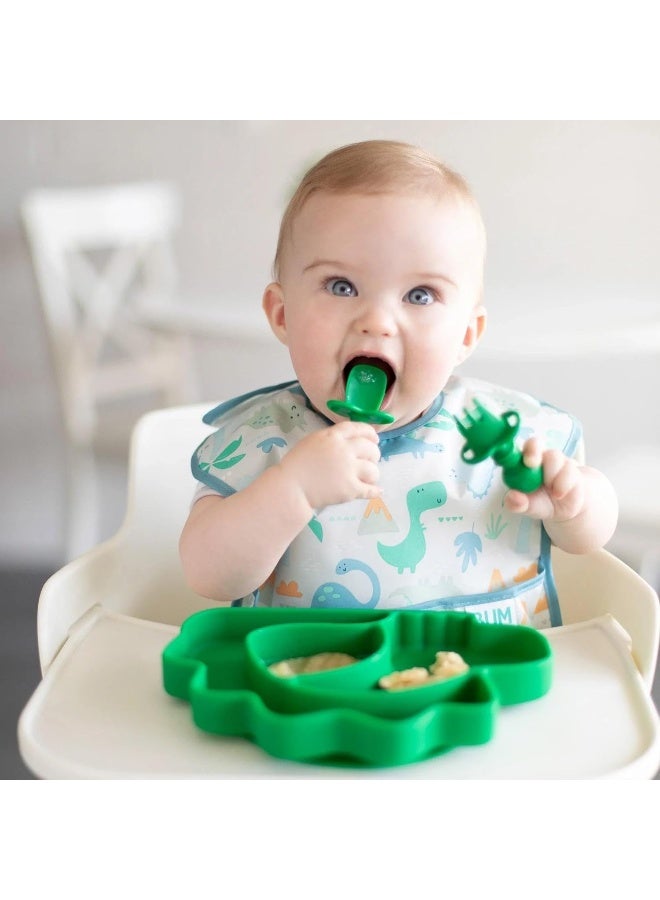 Bumkins Bibs for Girl or Boy, SuperBib Baby and Toddler for 6-24 Months, Essential Must Have for Eating, Feeding, Baby Led Weaning Supplies, Mess Saving, 3-pk Hangry, Dinosaurs, and Blue Tropic - Image 2