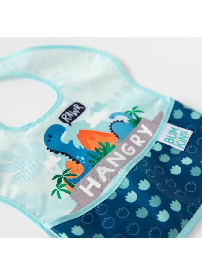 Bumkins Bibs for Girl or Boy, SuperBib Baby and Toddler for 6-24 Months, Essential Must Have for Eating, Feeding, Baby Led Weaning Supplies, Mess Saving, 3-pk Hangry, Dinosaurs, and Blue Tropic - Image 3