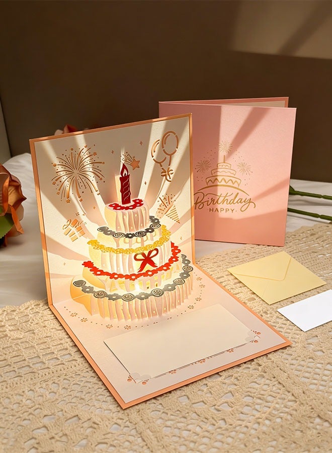 كيلا بطاقتان ثلاثيتا الأبعاد لعيد الميلاد، بطاقة كعكة عيد ميلاد بإضاءة LED دافئة وموسيقى، بطاقات تهنئة موسيقية هدية للنساء الأم الزوجة الأخت الفتاة - Image 1