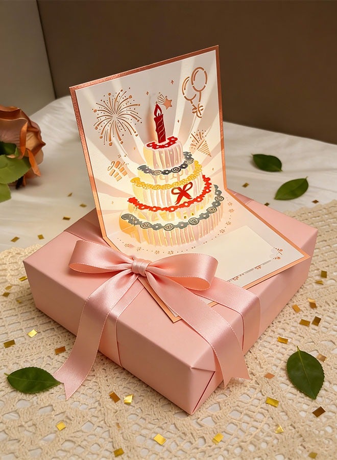 كيلا بطاقتان ثلاثيتا الأبعاد لعيد الميلاد، بطاقة كعكة عيد ميلاد بإضاءة LED دافئة وموسيقى، بطاقات تهنئة موسيقية هدية للنساء الأم الزوجة الأخت الفتاة - Image 2