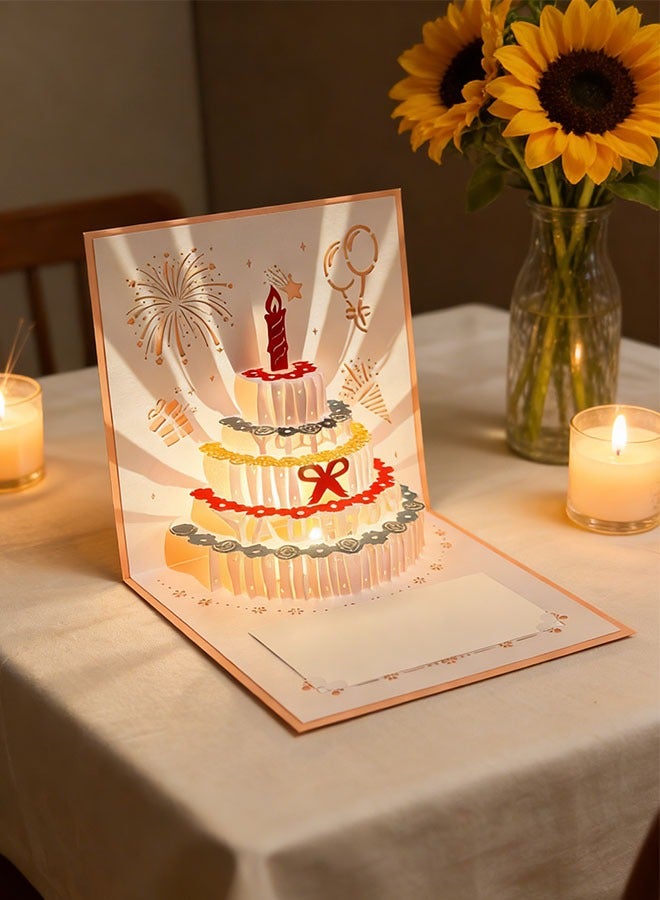 كيلا بطاقتان ثلاثيتا الأبعاد لعيد الميلاد، بطاقة كعكة عيد ميلاد بإضاءة LED دافئة وموسيقى، بطاقات تهنئة موسيقية هدية للنساء الأم الزوجة الأخت الفتاة - Image 4