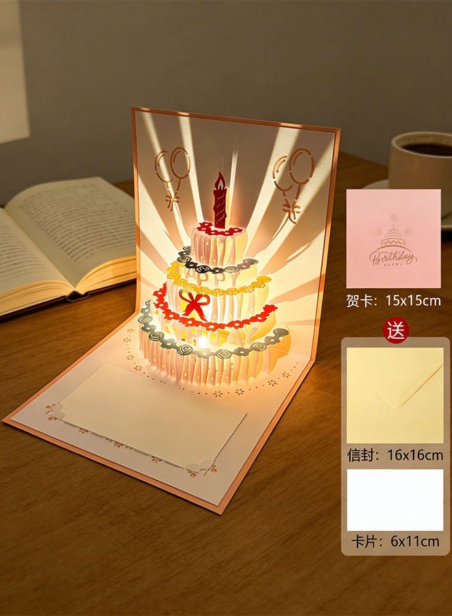 كيلا بطاقتان ثلاثيتا الأبعاد لعيد الميلاد، بطاقة كعكة عيد ميلاد بإضاءة LED دافئة وموسيقى، بطاقات تهنئة موسيقية هدية للنساء الأم الزوجة الأخت الفتاة - Image 5