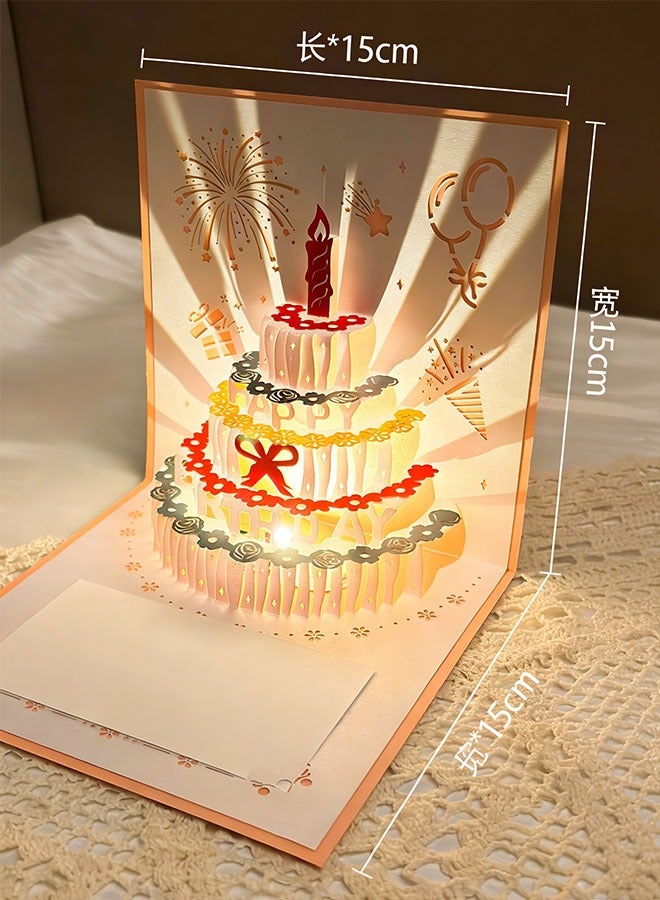كيلا بطاقتان ثلاثيتا الأبعاد لعيد الميلاد، بطاقة كعكة عيد ميلاد بإضاءة LED دافئة وموسيقى، بطاقات تهنئة موسيقية هدية للنساء الأم الزوجة الأخت الفتاة - Image 3