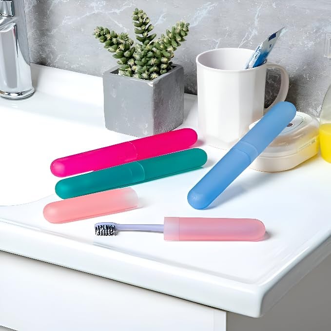 Brillwist Brillwist Toothbrush Cover Portable Travel Case with Ventilated Design BPAFree Durable Plastic Fits Standard Electric Toothbrushes Capsule Toothbrush Holder for Travel Daily Use Pack of 4 - Image 3