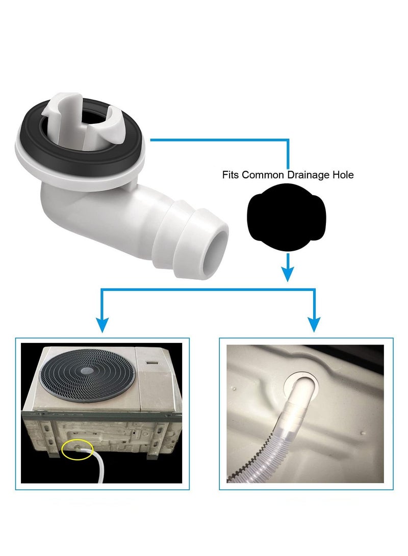 4Pcs Air Conditioner Drain Hose Elbow Fitting Connector with Rubber Ring Fit for Mini-Split AC Unit and Window Conditioning Unit, Adapter (0.6 Inch 15mm) - Image 2