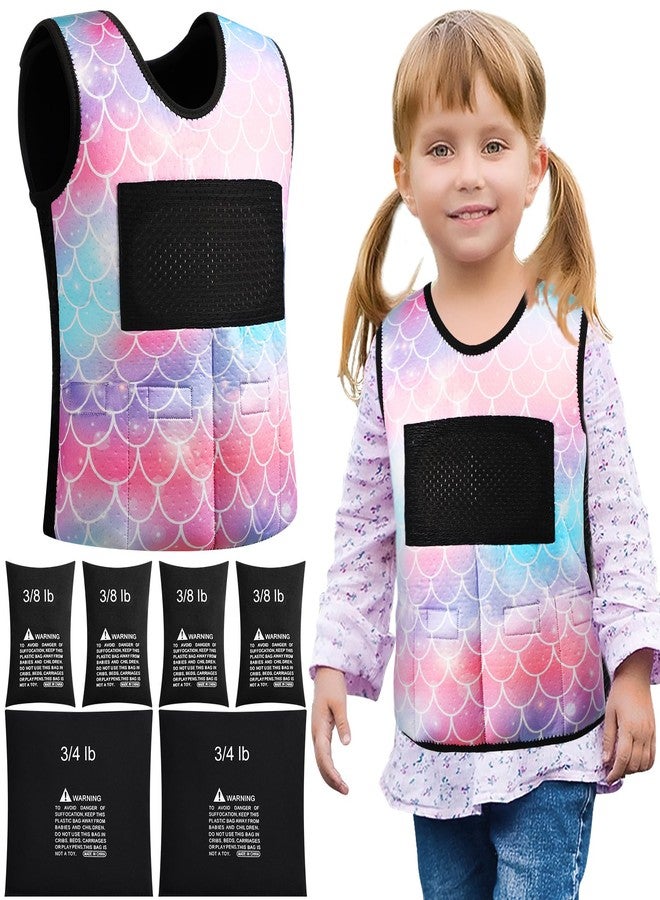 Janmercy Weighted Vest for Kids Ages 4 to 7 and Ages 8+ Boy Girl Adjustable Breathable Compression Vest for Processing Issue(Mermaid,Medium,Tie-dye) - Image 1