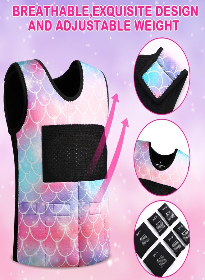 Janmercy Weighted Vest for Kids Ages 4 to 7 and Ages 8+ Boy Girl Adjustable Breathable Compression Vest for Processing Issue(Mermaid,Medium,Tie-dye) - Image 5