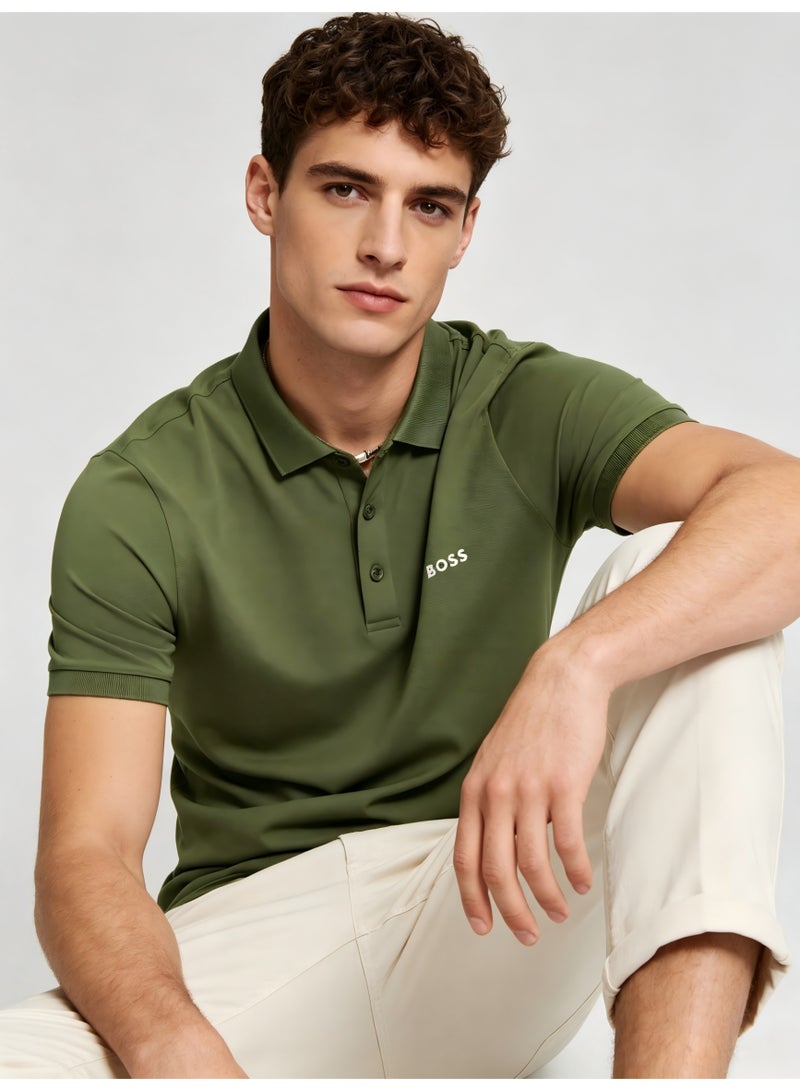 BOSS Men's Short Sleeve Polo Shirt, Classic Solid Color Casual Top, Breathable Fabric for Everyday & Smart Casual Wear - Olive Green - Image 3