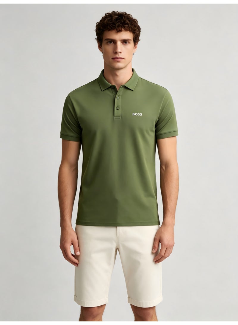 BOSS Men's Short Sleeve Polo Shirt, Classic Solid Color Casual Top, Breathable Fabric for Everyday & Smart Casual Wear - Olive Green - Image 2