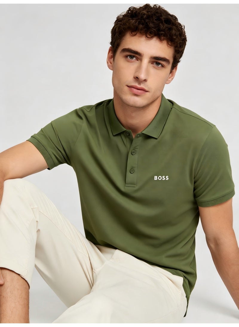 BOSS Men's Short Sleeve Polo Shirt, Classic Solid Color Casual Top, Breathable Fabric for Everyday & Smart Casual Wear - Olive Green - Image 1
