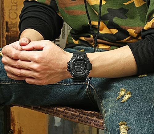 Acnos Premium Polyurethane Digital Men's Watch Shockproof Multi-Functional Automatic Waterproof Sports Watch (Black Dial Black Colored Strap) - Image 4