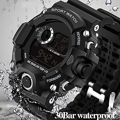 Acnos Premium Polyurethane Digital Men's Watch Shockproof Multi-Functional Automatic Waterproof Sports Watch (Black Dial Black Colored Strap) - Image 3