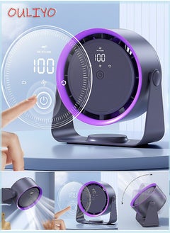 OULIYO Wall-Mounted Bladeless Fan USB Desktop Fan Rotatable 5 Speeds Protable Personal Fan Strong Wind Ultra Quiet Small Desk Fan Tilt for Home Office Desktop Desktop Digital Display Air Cooler  - Image 3