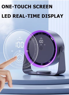 OULIYO Wall-Mounted Bladeless Fan USB Desktop Fan Rotatable 5 Speeds Protable Personal Fan Strong Wind Ultra Quiet Small Desk Fan Tilt for Home Office Desktop Desktop Digital Display Air Cooler  - Image 2