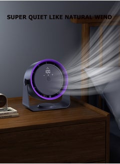 OULIYO Wall-Mounted Bladeless Fan USB Desktop Fan Rotatable 5 Speeds Protable Personal Fan Strong Wind Ultra Quiet Small Desk Fan Tilt for Home Office Desktop Desktop Digital Display Air Cooler  - Image 4