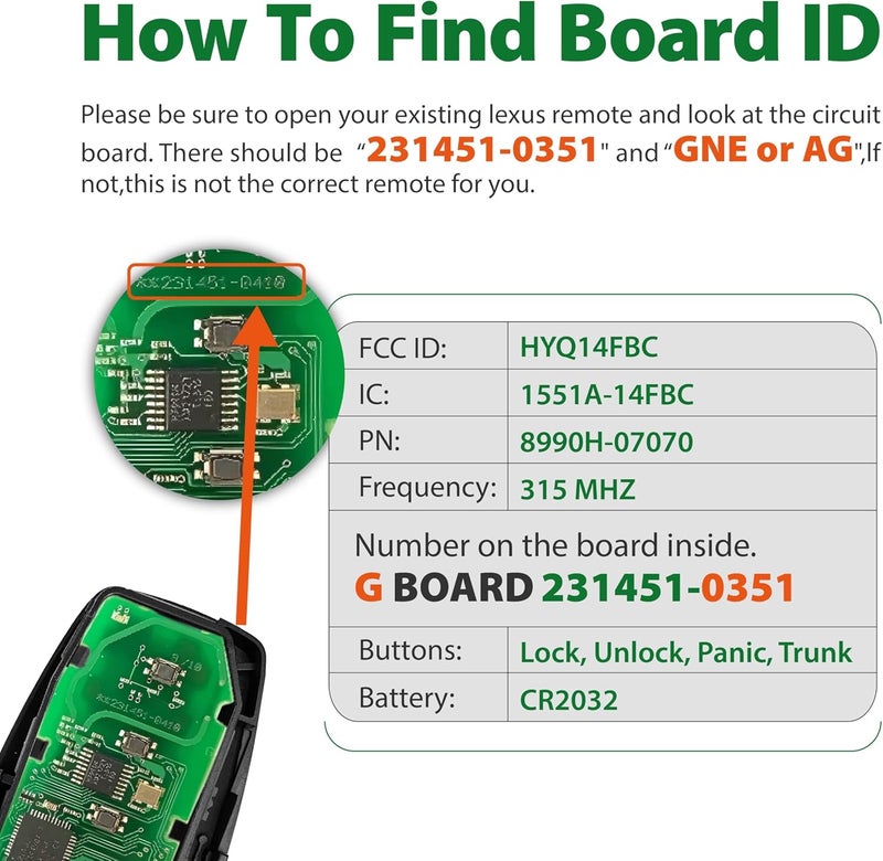 Keylessbest جهاز تحكم عن بُعد لفتح السيارة HYQ14FBC-0351 315MHz 4 أزرار بديل لتويوتا أفالون 2020-2022 - Image 2