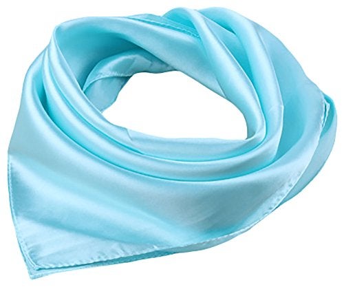 X&F Women's Solid Stain Charmeuse Neckerchief Square Scarf 23" * 23" Light Blue - Image 5